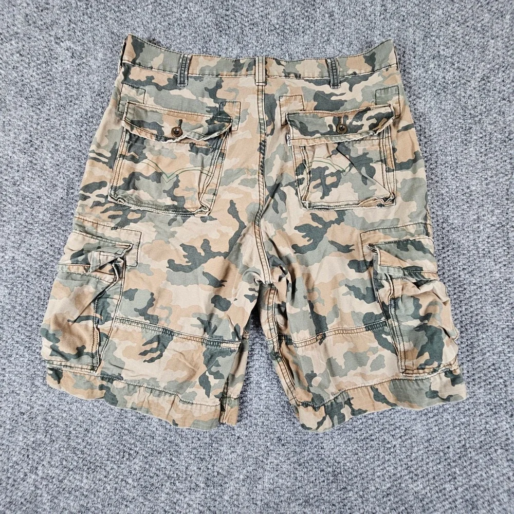 Levis Mens Desert Camo Baggy Cargo Shorts Size 38 Tan Green Camouflage‎